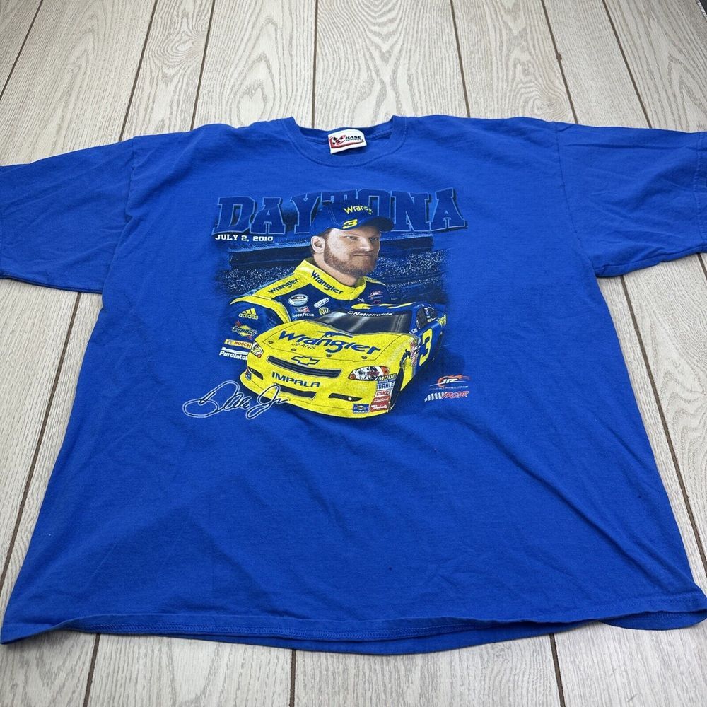 Chase Authentics Dale Earnhardt Jr Sr T Shirt NASCAR Daytona 2010 Blue *READ*